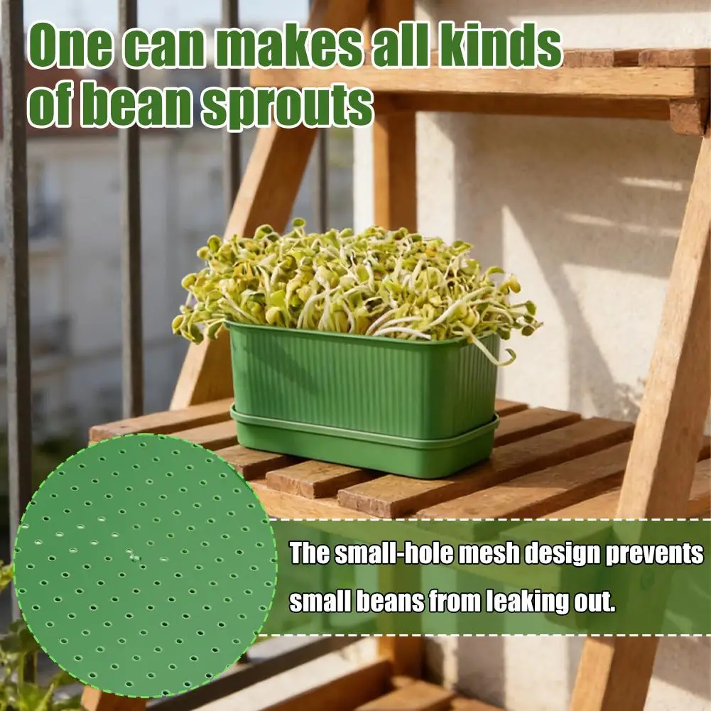 Bean Sprout Sprouting Tray Covered Lightproof Hydroponic Germination Tray Mesh Grid Structure Detachable Water Tray Reusable