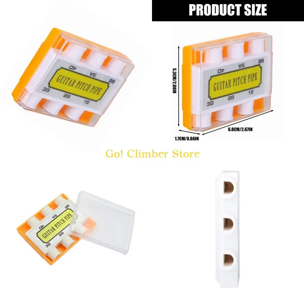 Q84C Battery-Free Guitar Pitch Pipe with 6 Individual Note Pipes, Blow-Operated String Reference for Acoustic and Classical