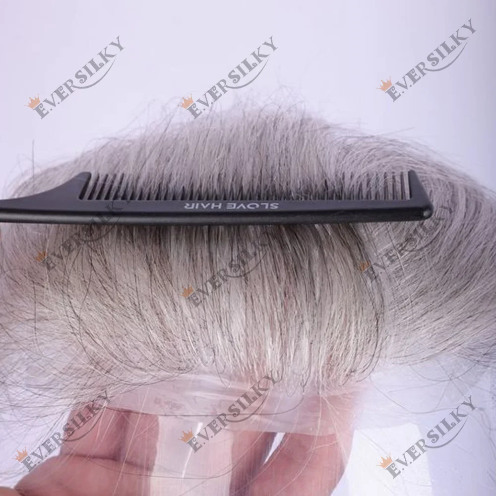 

Natural 90Density 0.02mm Grey 1b80 Capillary Prosthesis System Hairpieces Super Thin Skin Natural Hairline Human Hair Man Toupee