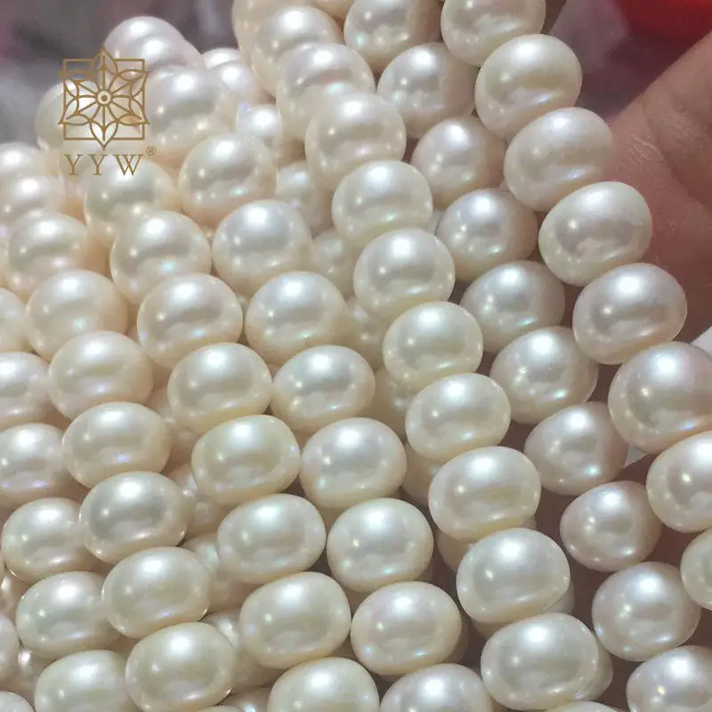 

White 7.5-8.5mm Natural Freshwater Pearl Flat Round Loose Beads Sold Per Approx 37 Cm Strand For Jewelry Making Accessories