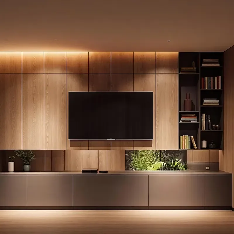 Modern Luxury Floating Wall Mounted TV Cabinet Custom Wooden Entertainment Center Media Console Storage Unit for Bedroom