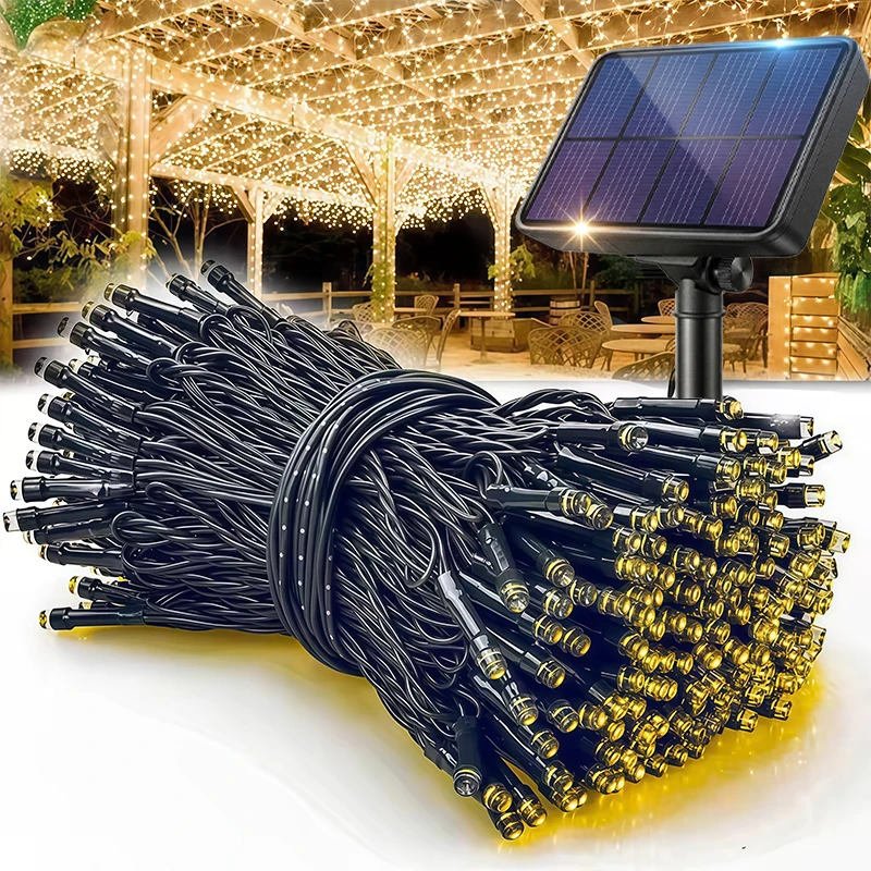 IP54 Waterproof Solar LED Fairy Lights 5M20LED-32M300LED 8 Modes for Outdoor Yard Garden Balcony Fence Holiday Decor Event Decor