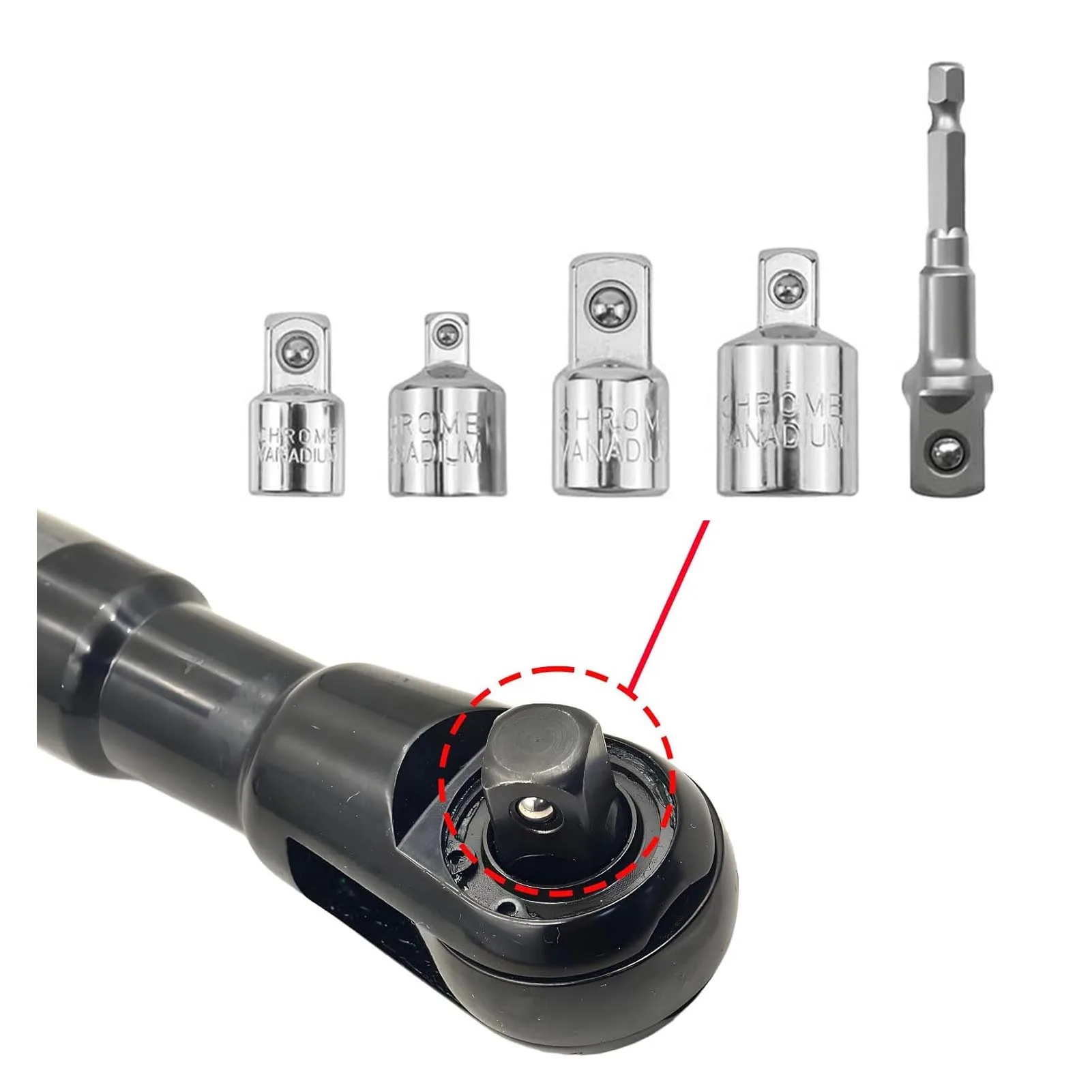Clé d'extension décalée avec 4 adaptateurs et adaptateur de perceuse électrique de 1/2 pouces, jeu de clés à douille multifonctions