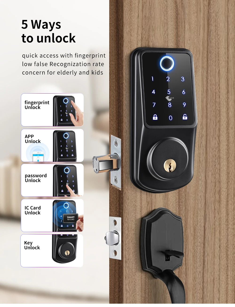 TUYA Wifi Fingerprint Smart Deadbolt Locks Biometric Digital Lock APP Password Card Keyless Entry Electronic Door Lock for Home