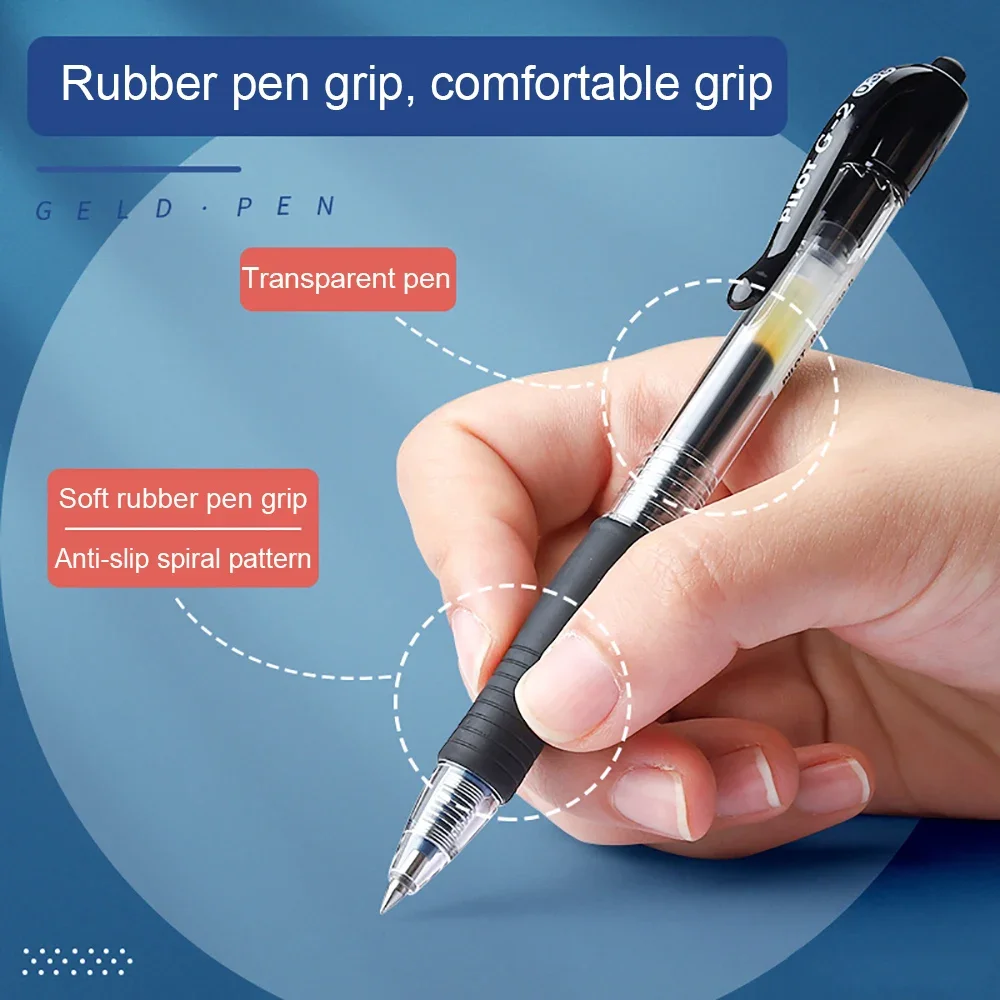 Gel Push-Type PenBL-G2 à séchage rapide, 3 pièces, 0.5mm/0.38mm/0.7mm/1.0mm, grande capacité, pour étudiant et bureau