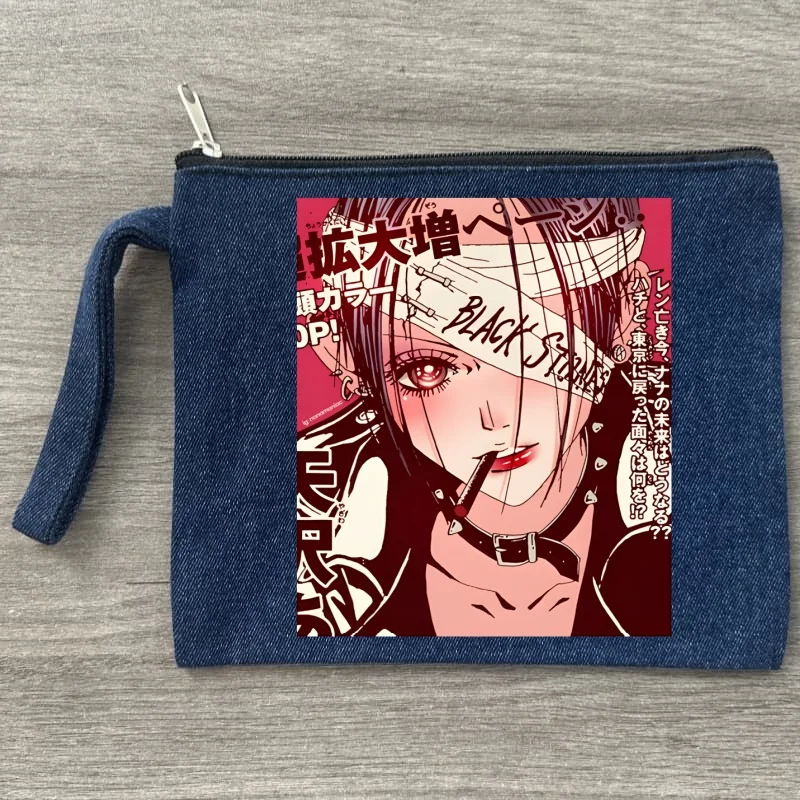 

Anime Nana Osaki Manga Storage Pattern Canvas Storage Bags Travel Denim Cosmetic Bag Fun Zipper Pouch Office Supplies