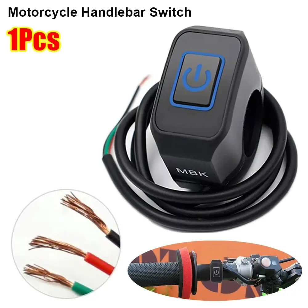

1Pcs Headlight Horn Control Motorcycle Handlebar Switch Handlebar Mount Waterproof Modified Switch ON OFF Buttton with LED Light