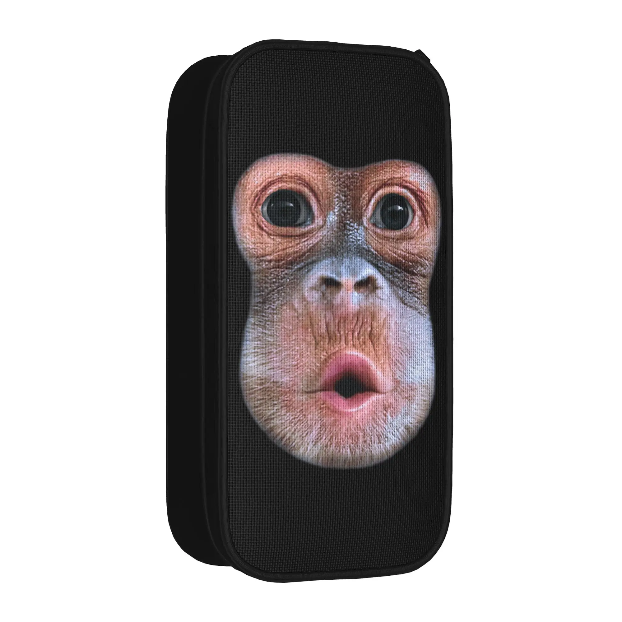 Fun Funny Monkey Blowing Stomach Face Pencil Cases Meme Pencil Box Pen Holder Large Storage Bags School Supplies Gift Stationery