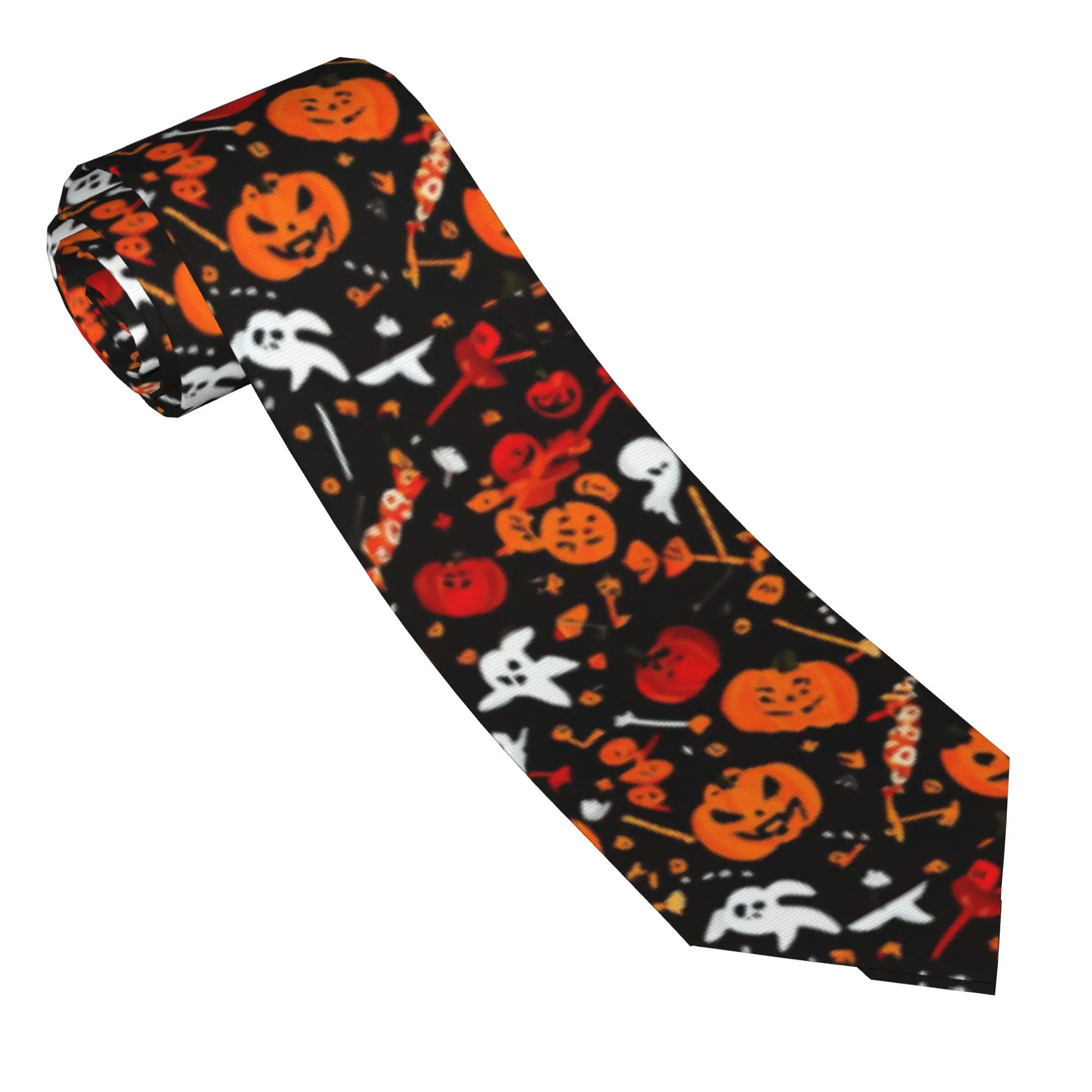 Halloween Ghosts Pumpkins Men Women Neckties 8 cm Narrow Trick Or Treat Neck Tie for Men Accessories Gravatas Wedding Business