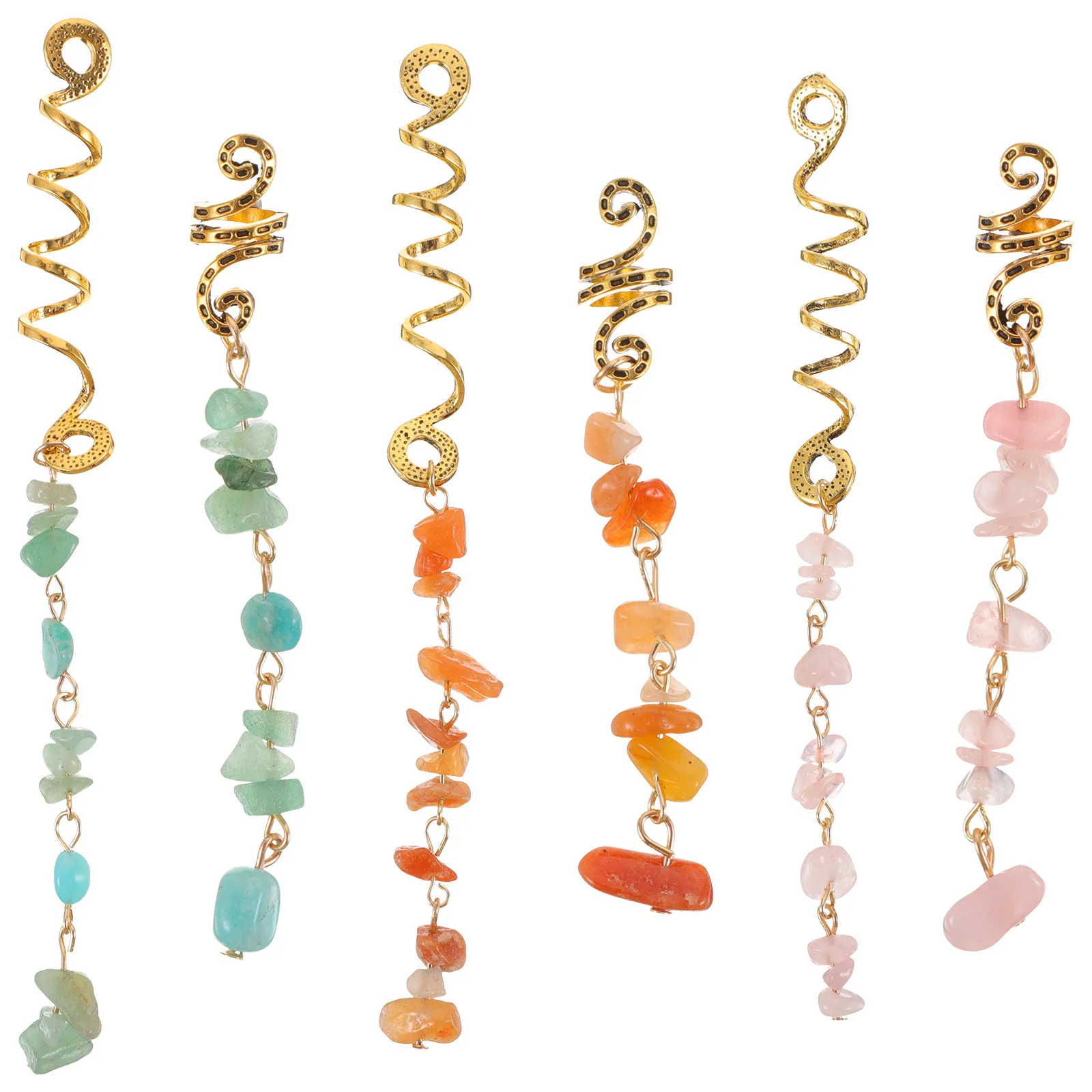 

Набор из 6 украшений для волос: каменные подвески, аксессуары для дредов и кос, для фотосессий, свадеб, выпускных и школы