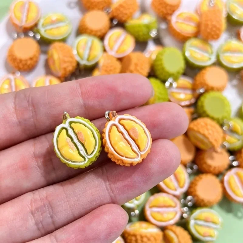 10Pcs Cute Resin Mini Durian Food Charms Simulated Fruit Pendant DIY Earring Bracelet Phone Chain Craft Accessories
