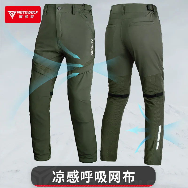 Pantalones de motocicleta transpirables de alta elasticidad, equipo de protección CE, a prueba de viento, anticaída, Verano