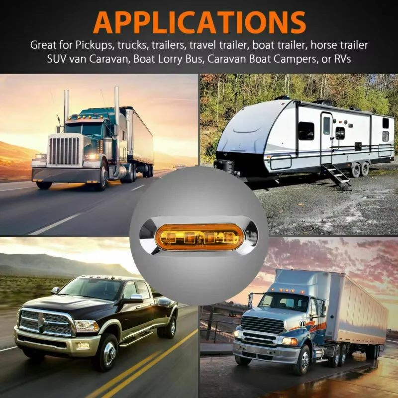 مصباح مؤشر خلوص أمامي وخلفي بيضاوي ، مصابيح علامات جانبية ، ملحقات شاحنة ، مقطورة ، حافلة ، عربة ، قافلة ، 4 ليد ، 12 فولت-24 فولت ، 10