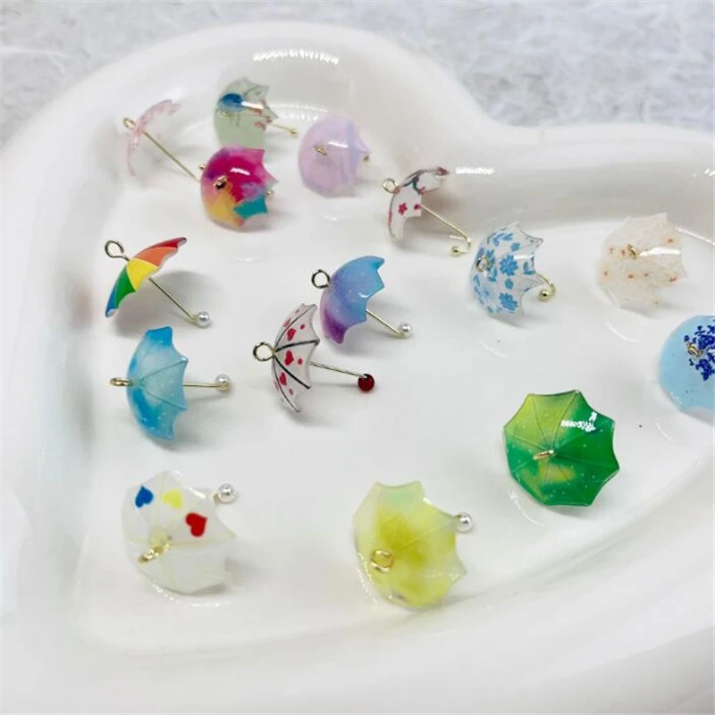 20pcs/lot new creative colorful umbrella charms geometric connector for diy fashion earrings hanging pendant jewelry accessories