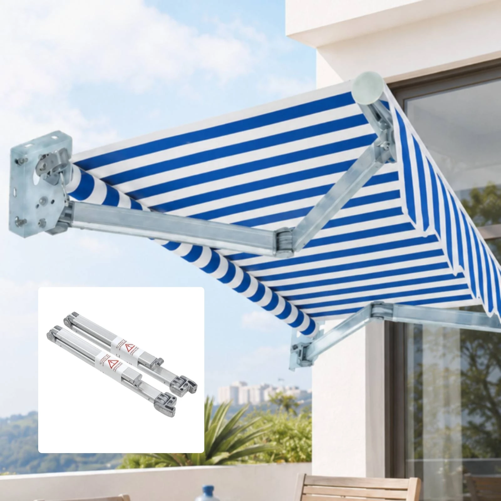 Retractable Awning Arm Aluminum Alloy Awning Arm Pair Outdoor Shade Folding Rust-Resistant
