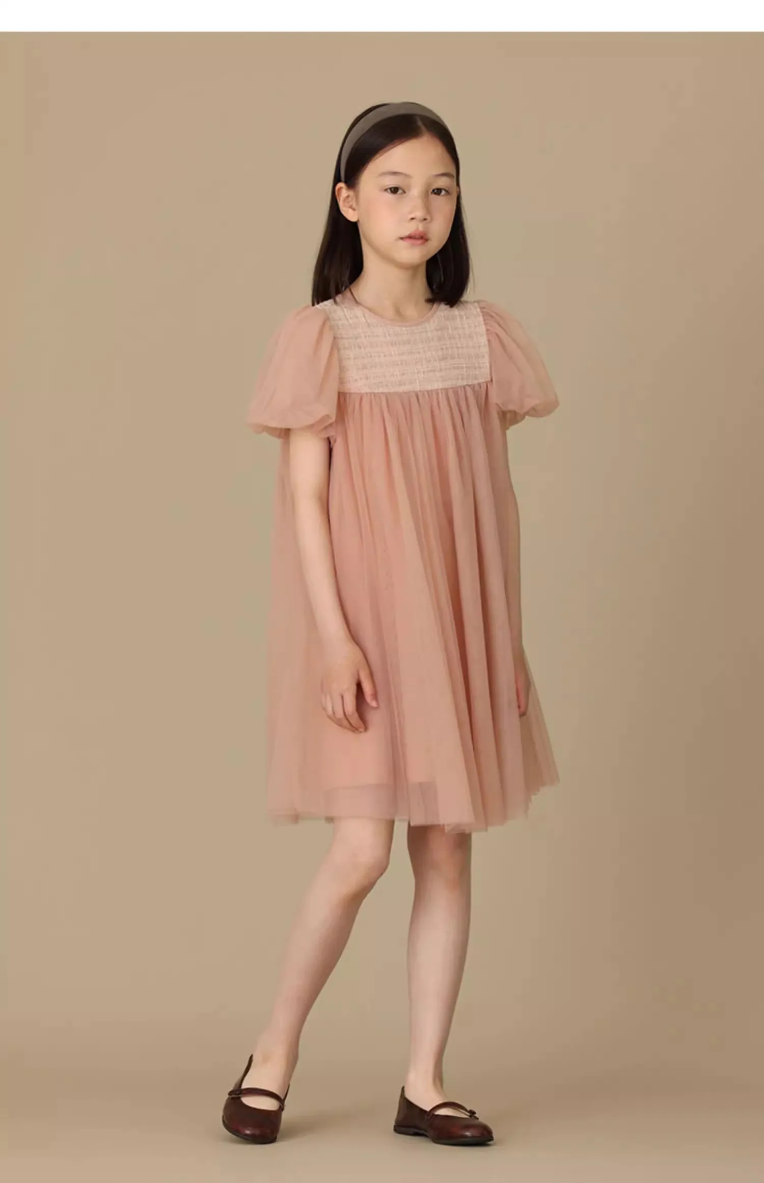 Summer  Product Parent-child Sweet Pink Three-layer Mesh Puff Sleeve Baby Princess Dress for Women Girls Tutu Dress Short Sleeve