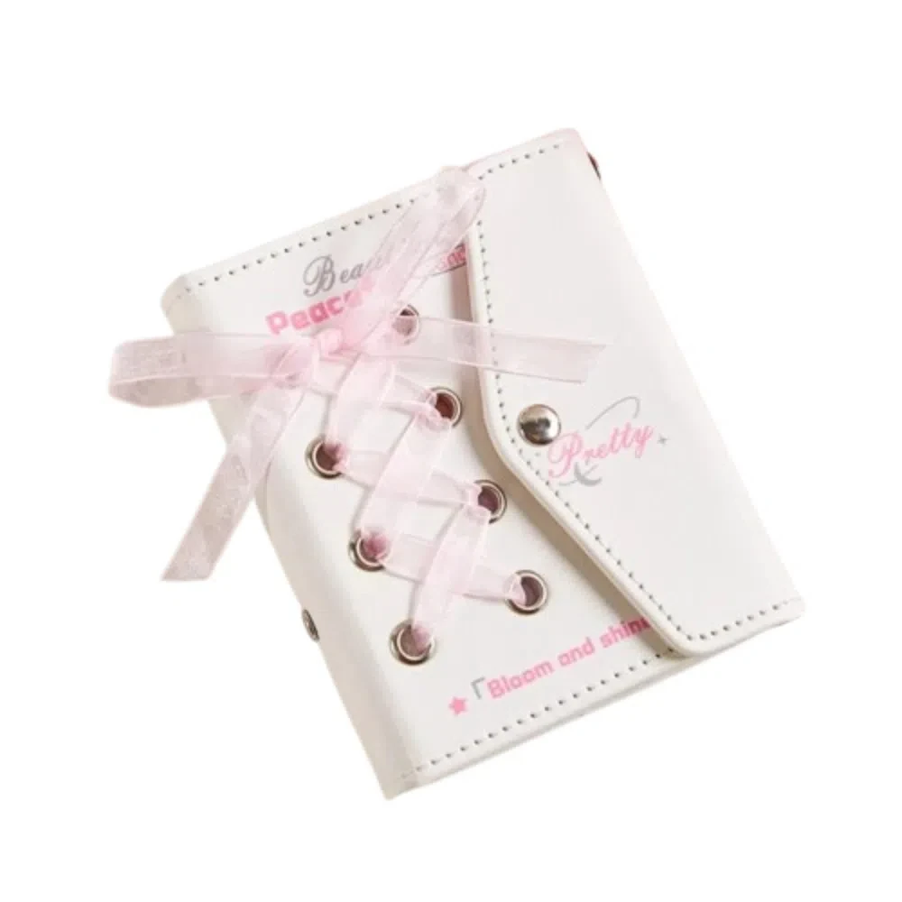 

Cross Ribbon Mini Photo Album 3inch Cards PU Leather Ribbon Bow Photocard Mini Binder Design Picture Case Trading Card Storage