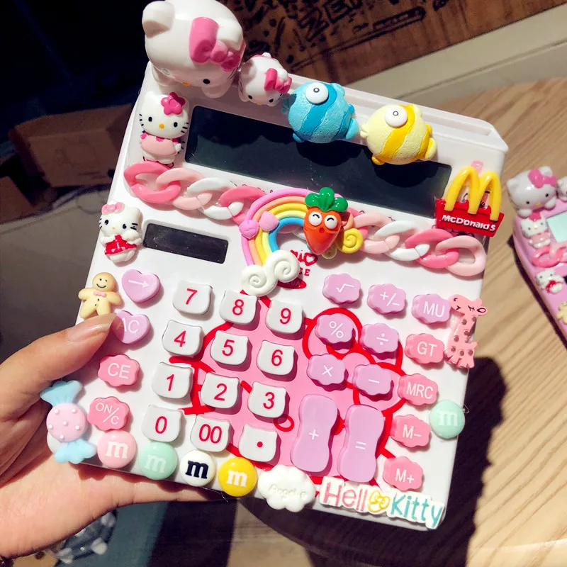 Fashion Creative Cartoon Calculator Cute Candy Color Student Solar Pink Large Button