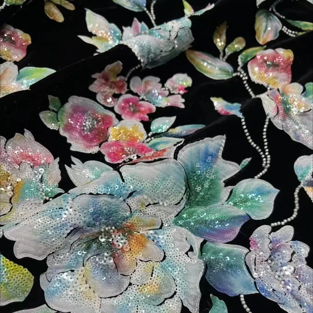 

Luxury French Beaded Lace Fabric 2026 Striped Beads Embroidery on Mesh Lace Nigerian Fabric for Wedding Party Dress Sewing