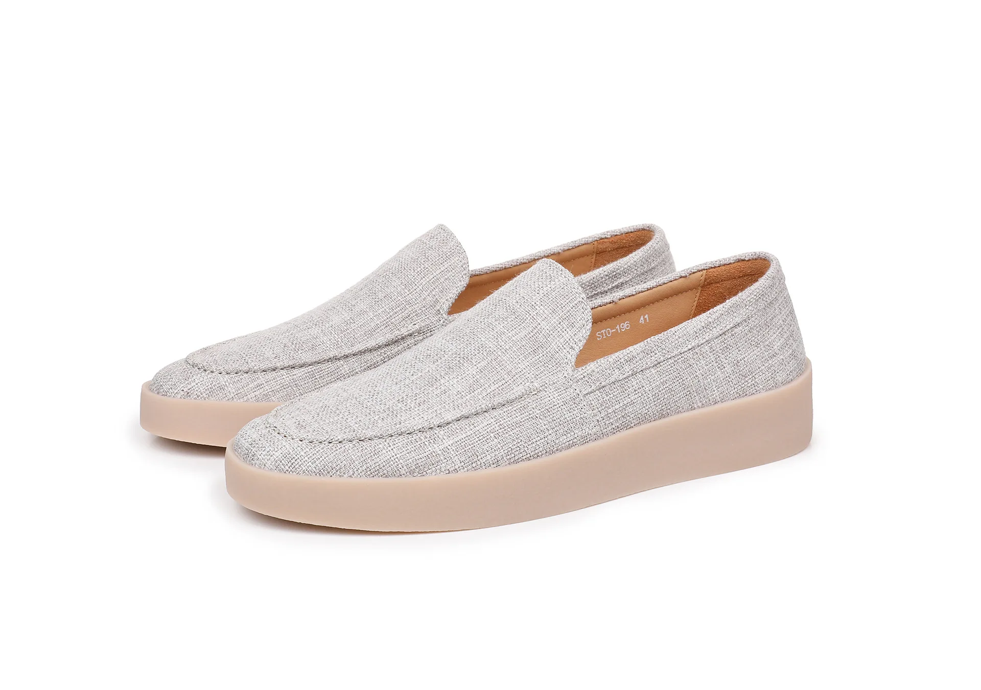 Grey Genuine Leather Casual Men's Shoes Slip On Versatile Comfortable Work Shoes Driving Loafers Vintage Linen Formal Flats