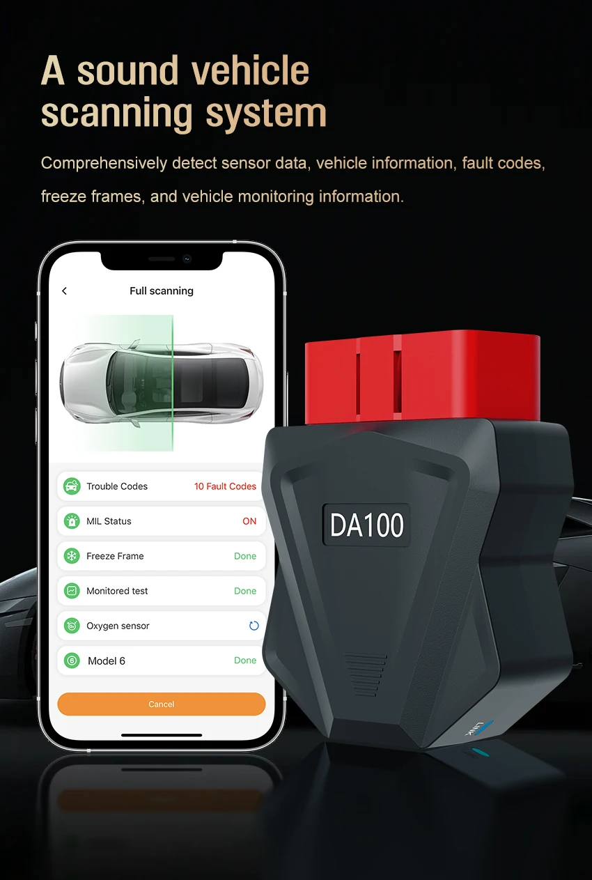 BLE Bluetooth 5.4 universal car DA100 PIC18f25k80 Chip All OBD2 System Diagnoses Fault Code Scanner support IOS & Android phones