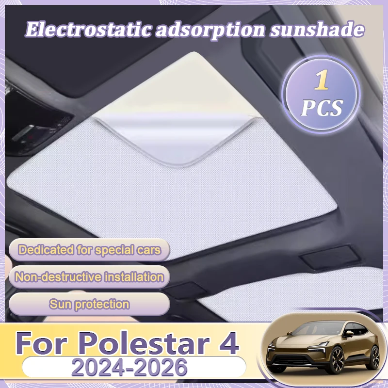 For Polestar 4 2024 2025 2026 Car Roof Sunshade Electrostatic Adsorption Sunroof Sunshade Skylight Part Sun Protector Accessorie