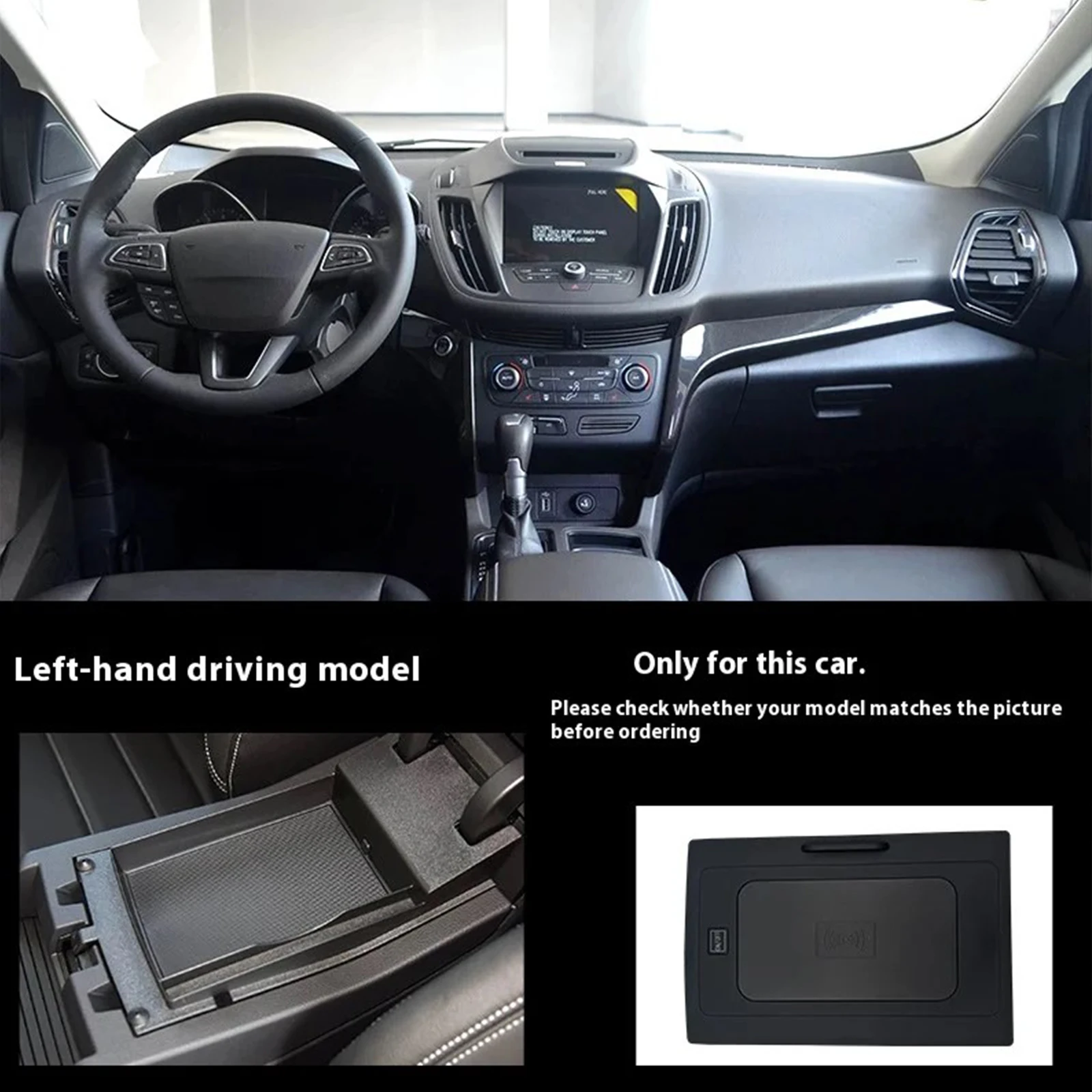 2 DIN The Latest For ford Escape Kuge 2016 2017 2018 2019 Car center console phone fast wireless charger plate charging holder