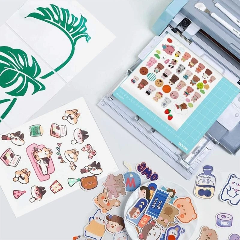 A 4 Printable Sticker Paper for Inkjet Printer 100 Sheets Waterproof Decal Adhesive Sheets Clear Copy Paper