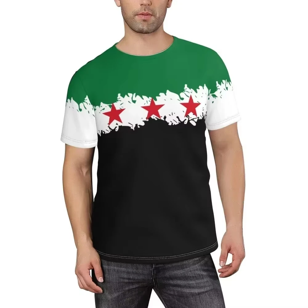 Syrian Flag Print 3D Top Children's Men's And Women's Short Sleeved T-shirt Football Jersey Summer Fashion Quick Drying Clothing