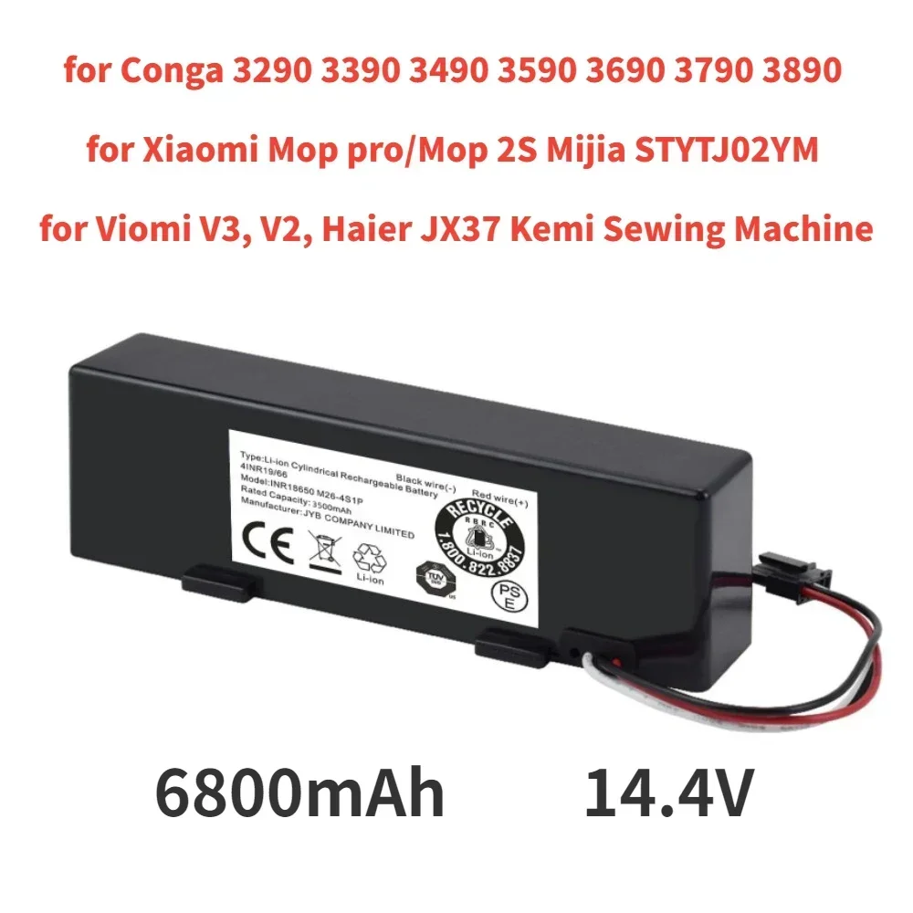 Original 6800mAh Rechargeable battery For Conga 3290 3390 3490 3590 3690 3790 3890 Sweeping Mopping Robot 14.4V Vacuum Cleaner