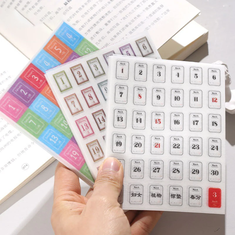 1Set 365 Days Stickers Payment Stick Account Notebook Sticker Full Year Calendar Sticker Index Tabs Reminder Stickers Student De