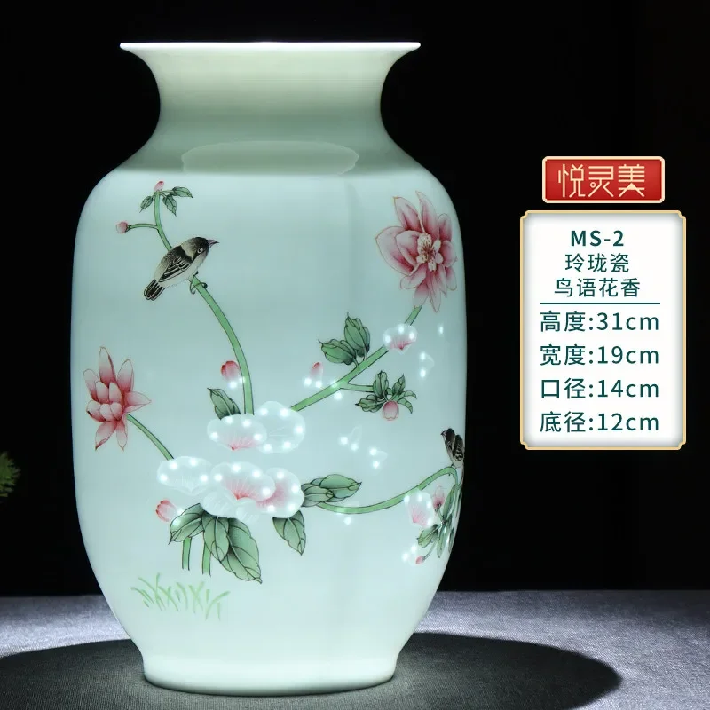 DSACeramic vase master hand-painted flower arrangement Chinese style living room wine  porcelain decoration handicraft ornament