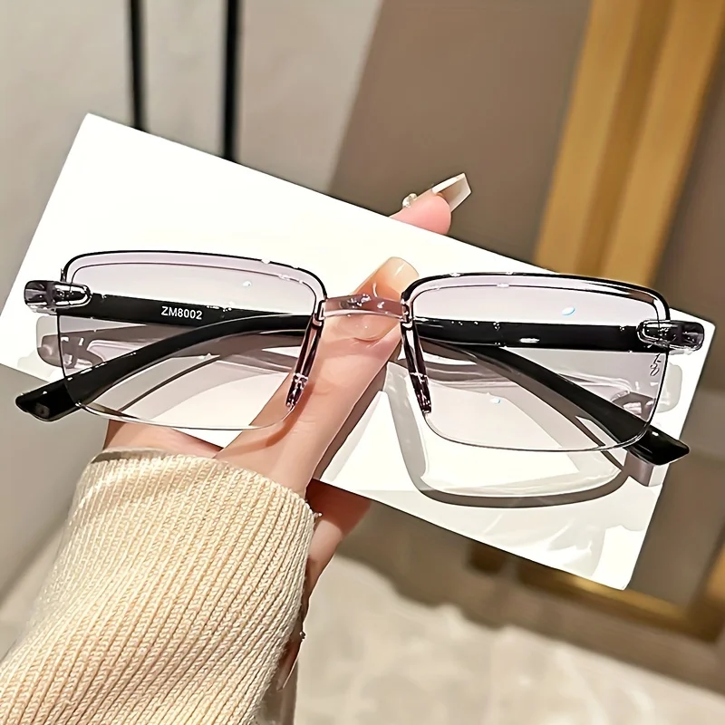 3 Pairs of Frameless Reading Glasses with Comfortable and Lightweight Design, Rectangular Elegant Edge-cut Reading Glasses