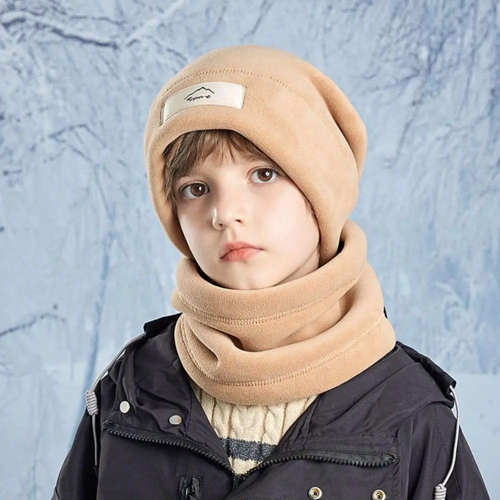 

Earflap Hat Elastic Cap Scarf Set Fleece Lining Korean Style Compact Scarf All-match Keep Warm Winter Pullover Cap Cold Weather