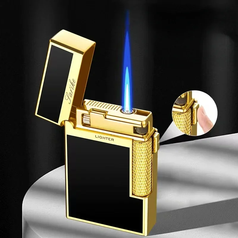 2024New Metal Double Flame Butane Lighter Creative Plasma Arc Lighter Jet Flame Windproof Cigarette Lighter Smoking Accessories