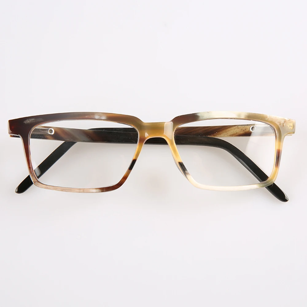 Eyeglass Frames Unique Square Vintage Business Handmade Natural Horn Prescription Man's Glasses Frames Graduated Lenses Eyewear