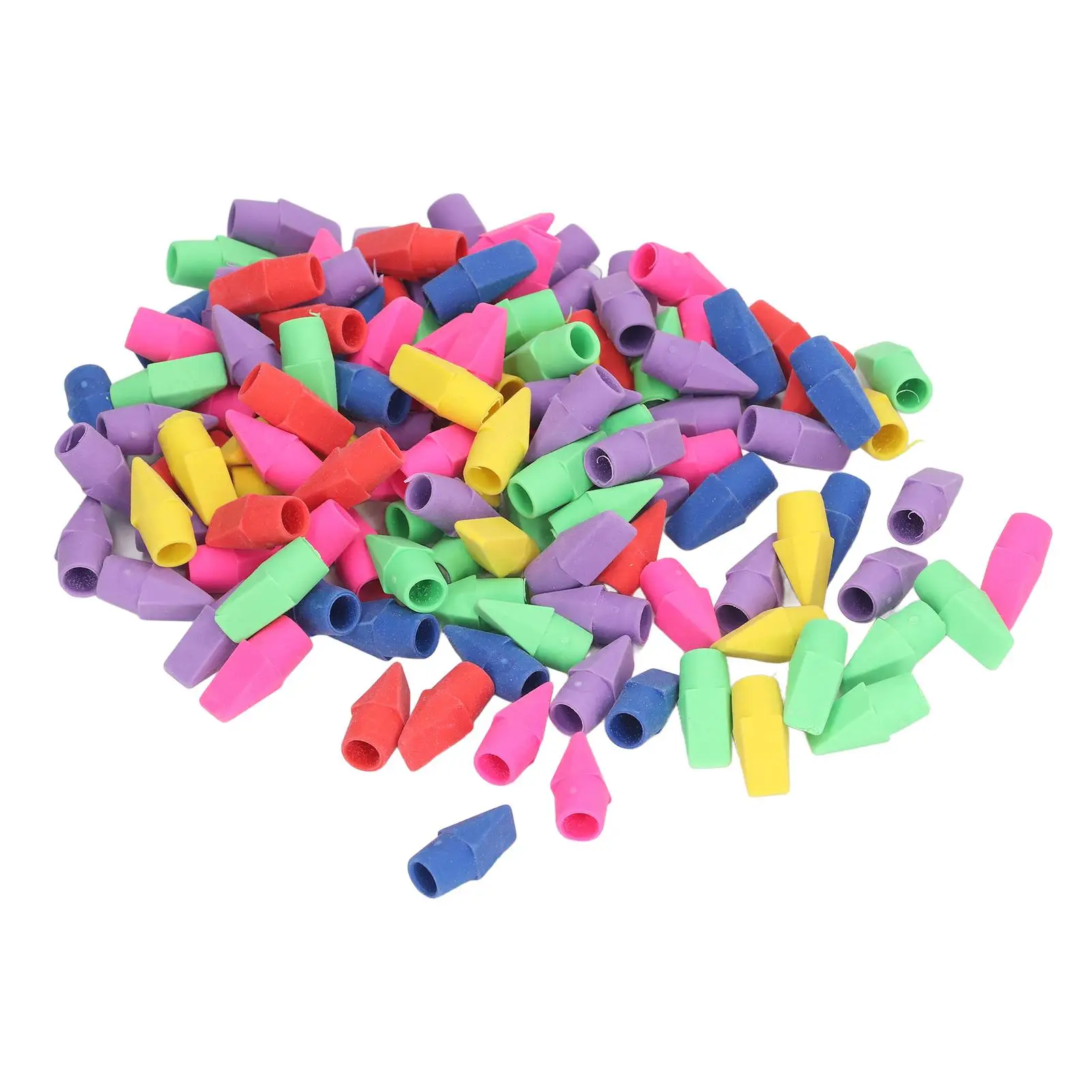 Colorful Odorless Rubber Pencil Toppers - Easy Replacement Erasers for writing & School Supplies