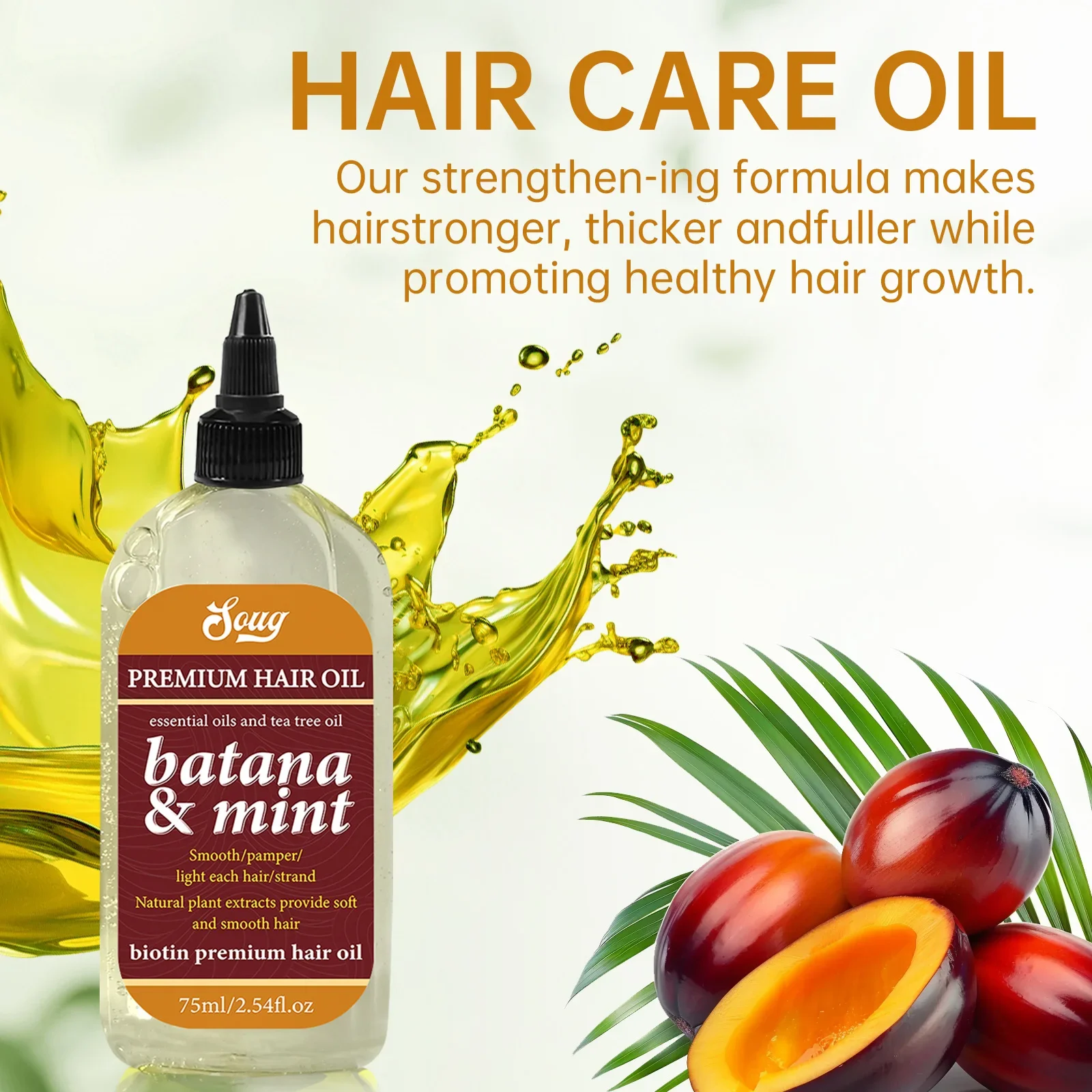 زيت باتانا لنمو الشعر يغذي بصيلات الشعر الجذور ويقوي مكافحة فقدان إصلاح الشعر الجاف إعادة نمو فروة الرأس زيت العناية 75 مللي #4