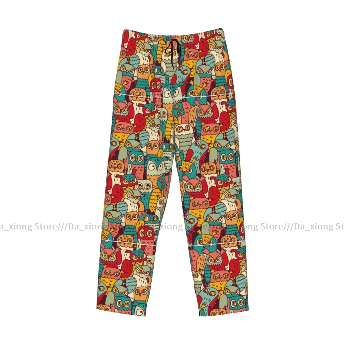 Funny Owls Group Color Seamless Pattern Mens Pajamas Pyjamas Pants Lounge Pants Sleep Bottoms