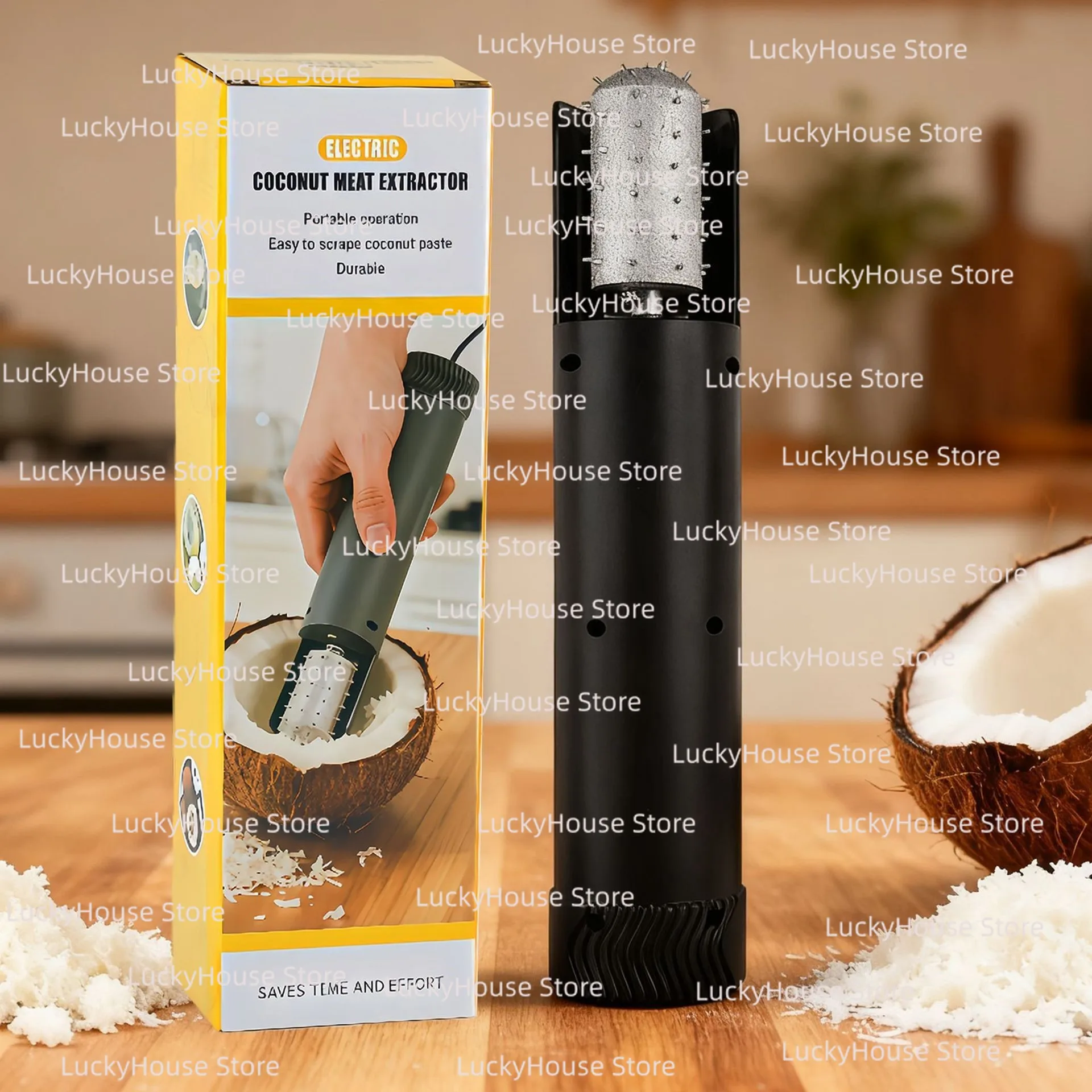 Electric Coconut Meat Scraper Tool Splash Resistant Handheld Coconut Grater Kitchen Removal Device