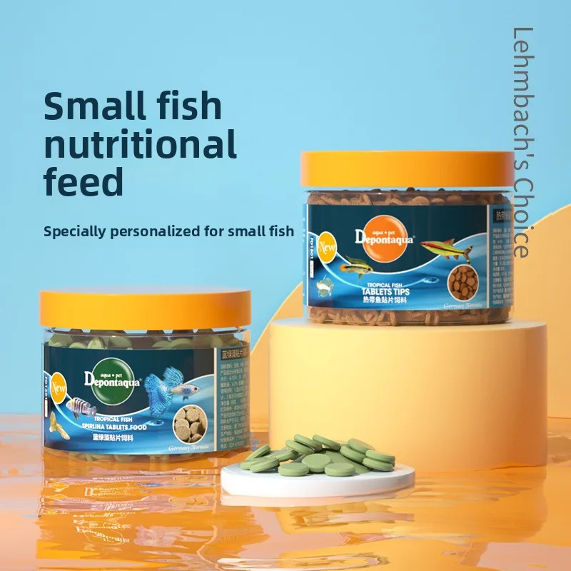 

Depontaqua Tropical Fish Food - Sticky Feeding Pads & Micro Pellets for Zebra Danios, Guppies & Tetras (Color Enhancing)