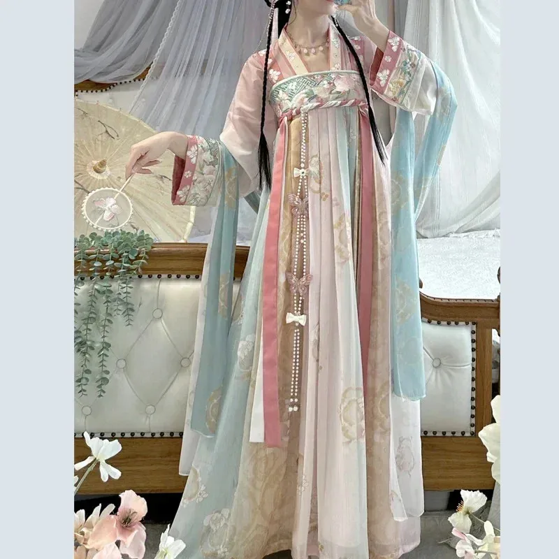 

Oriental Asia Ancient Chinese Style Traditional Dress Modern Hanfu Fairy Carnival Costume Halloween Daily Wear Vestido Hanfu