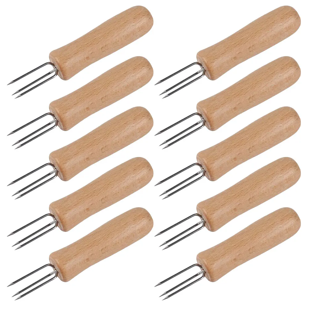 

10 Pcs BBQ Fork Set Corn Stainless Steel Skewers Sweet Forks Sweetcorn Small Holder Party