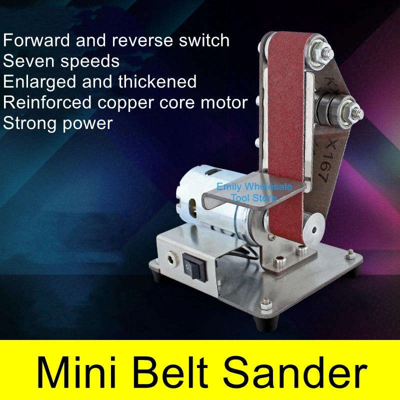 

Desktop mini electric belt sander DIY polishing machine sanding machine fixed angle open edge machine