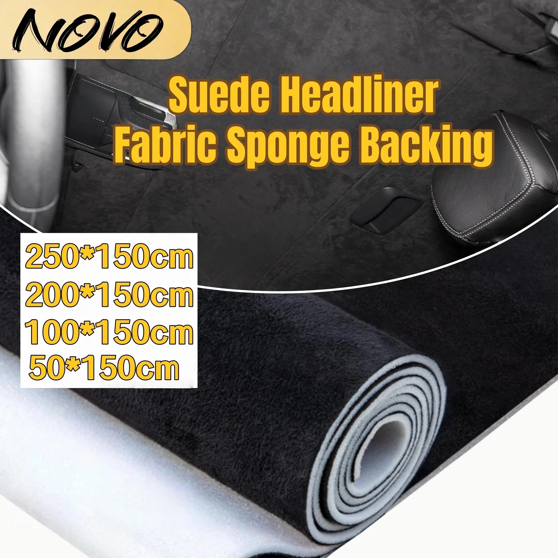 

Luxury Car Interior Renovations Suede Liner Headliner Roof Fabric 4mm Foam Backing for Car Upholstery Roof Sky Repair Fabrics