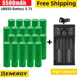 Bateria recarregável 18650 com carregador, chave de fenda adequada, marca, 35E Li-ion, 3.7V, 5500mAh, frete grátis, best-seller