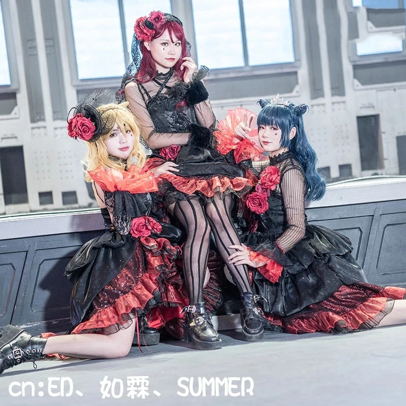 COS-KiKi Anime Lovelive! Unit Live Adventure 2020 Concert GK Devil Kiss Yoshiko Mari Riko Dress Gorgeous Uniform Cosplay Costume