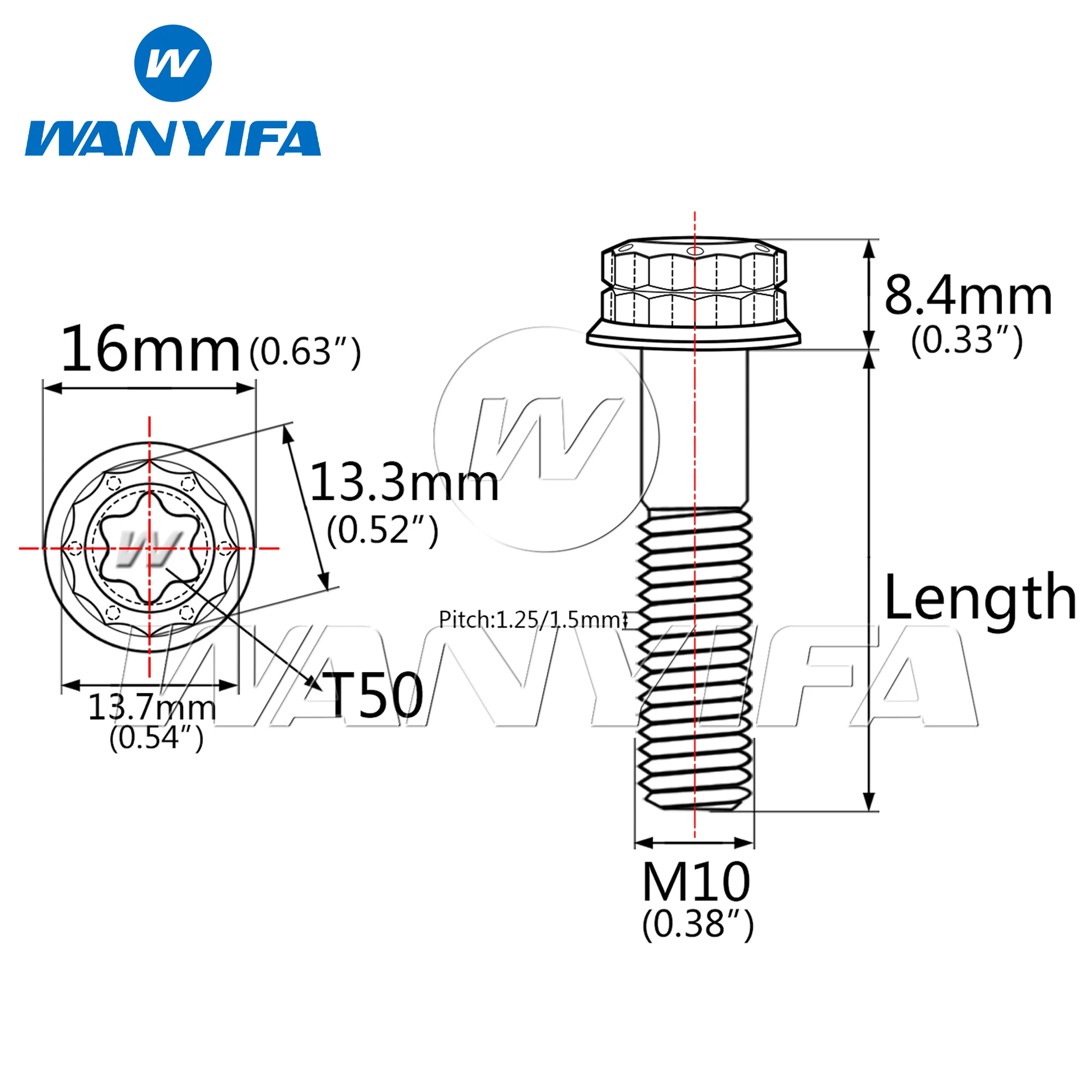 Wanyifa 4pcs Titanium Bolt M10x20 25 30 35 40 45 50 55 60 65 70mm P1.25/1.5 Flange 12-Point Torx Head Screws Rainbow Color