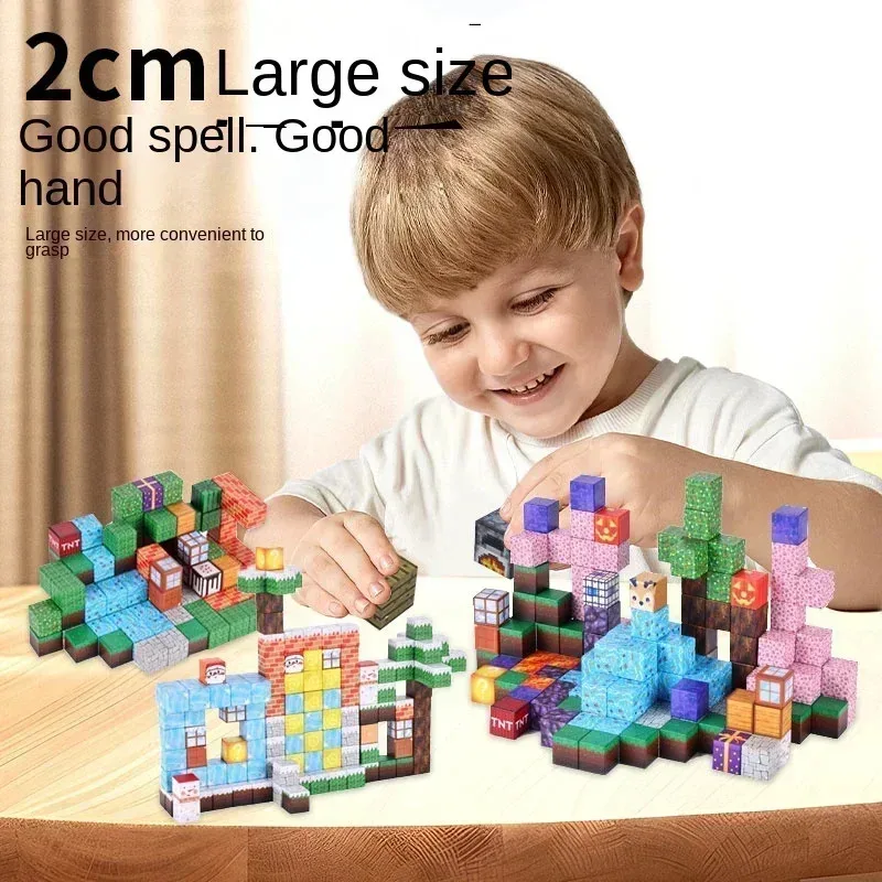 10-100 pièces blocs magnétiques-construire Mine aimant monde ensemble pour enfants jouets de Construction sensorielle pour 2 cm bloc de Construction jouets cadeaux