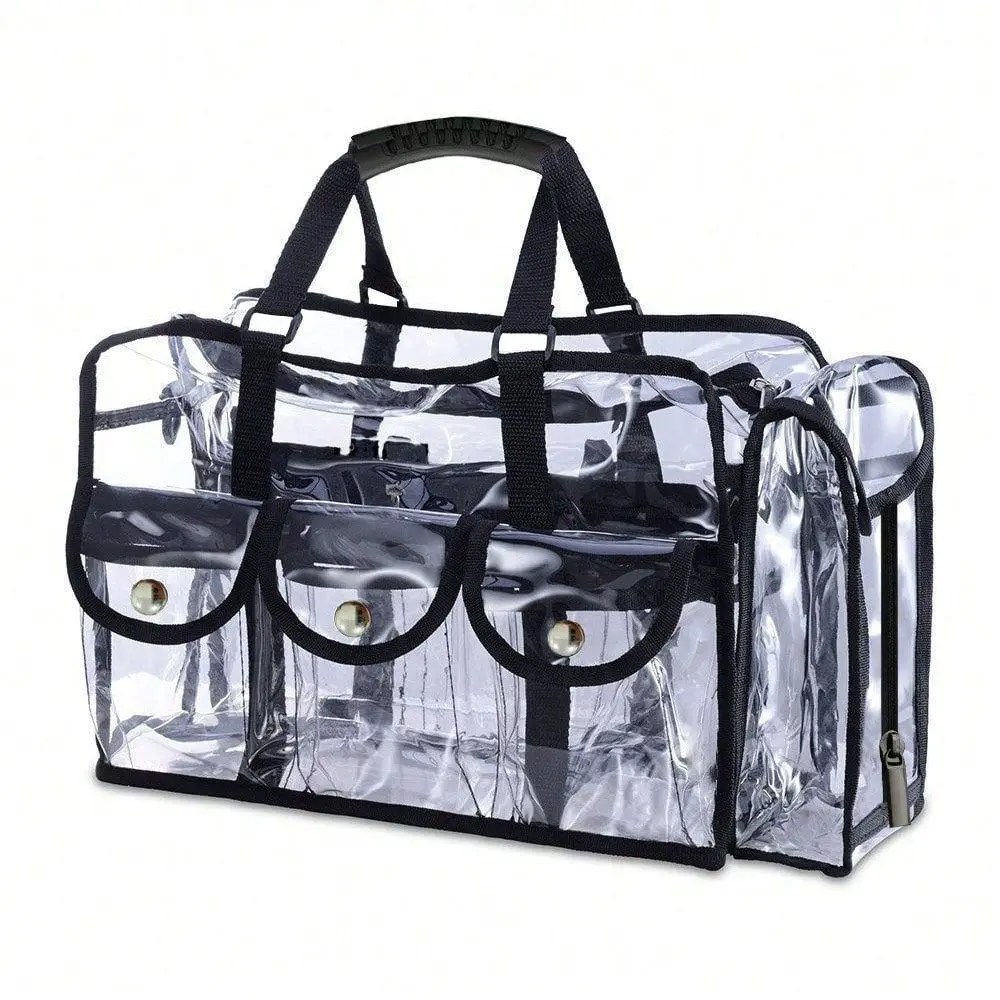 Waterproof Transparent Beach Bag, Large Capacity Portable Travel Toiletry Bag, MultiFunctional Visible Cosmetic Bag With Adjust